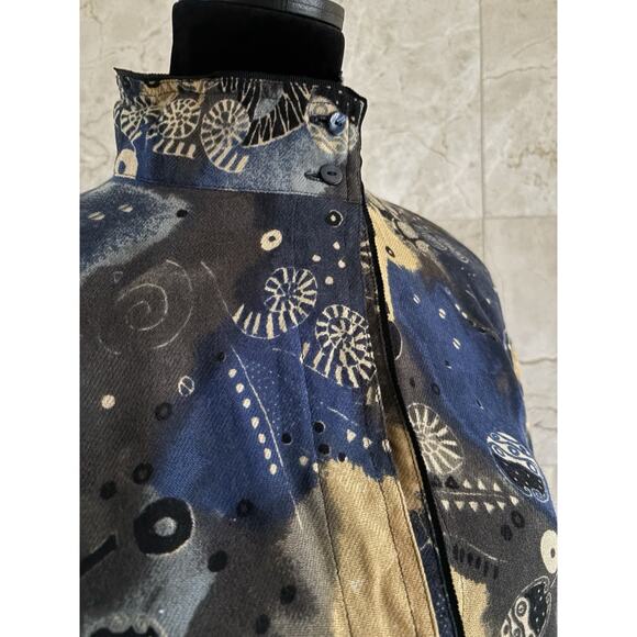 VTG Laurèl Escada Graphic Wool Tunic - EU 36 / US 6, Navy, Artsy Boho Lagenlook - Picture 4 of 11